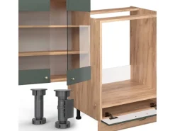 Einbauküchen<Vicco Fame-Line Küchenzeile -Gold Landhaus/Goldkraft Eiche 300 cm ohne Arbeitsplatte ohne E-Geräte
