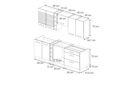 Einbauküchen<Vicco Fame-Line Küchenzeile Hochglanz/Anthrazit 235 cm AP Anthrazit ohne E-Geräte