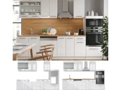 New Vicco Fame-Line Küchenzeile 300 cm mit Hochschrankohne Arbeitsplatte ohne E-Geräte Weiß
