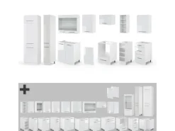 Kochfelder|Kühlschränke<Vicco Fame-Line Küchenzeile Hochglanz/ 355 cm AP Eiche ohne E-Geräte