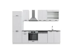 Einbauküchen<Vicco Fame-Line Küchenzeile Weiß Landhaus/Weiß 300 cm ohne Arbeitsplatte ohne E-Geräte