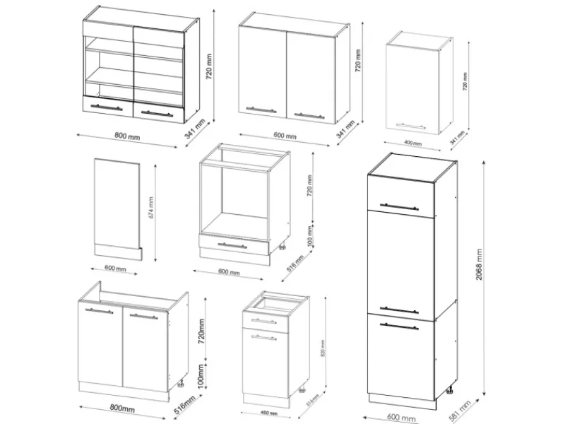 Einbauküchen<Vicco Fame-Line Küchenzeile Weiß Landhaus/Weiß 300 cm ohne Arbeitsplatte ohne E-Geräte