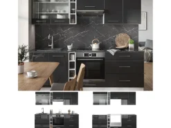 Vicco Fame-Line Küchenzeile /Weiß 235 cm AP Eiche ohne E-Geräte< Einbauküchen