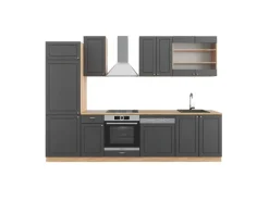 Vicco Fame-Line Küchenzeile Anthrazit Landhaus/Goldkraft Eiche 300 cm ohne Arbeitsplatte ohne E-Geräte< Einbauküchen
