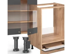 Vicco Fame-Line Küchenzeile Anthrazit Landhaus/Goldkraft Eiche 300 cm ohne Arbeitsplatte ohne E-Geräte< Einbauküchen