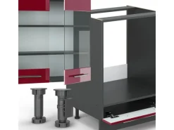 Outlet Vicco Fame-Line Küchenzeile Bordeaux Hochglanz/Anthrazit 300 cm AP Anthrazit ohne E-Geräte Brilliant Bordeaux