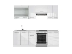 Einbauküchen<Vicco Fame-Line Küchenzeile Hochglanz/ 240 cm AP Marmor ohne E-Geräte