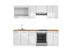Discount Vicco Fame-Line Küchenzeile 240 cm ohne Arbeitsplatte ohne E-Geräte Weiß