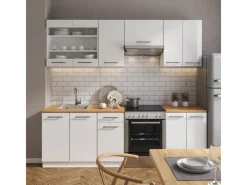 Discount Vicco Fame-Line Küchenzeile 240 cm ohne Arbeitsplatte ohne E-Geräte Weiß