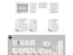 Discount Vicco Fame-Line Küchenzeile 240 cm ohne Arbeitsplatte ohne E-Geräte Weiß