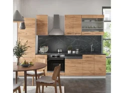 Vicco Fame-Line Küchenzeile Goldkraft /Weiß 300 cm AP ohne E-Geräte Eiche
