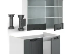 Einbauküchen<Vicco Fame-Line Küchenzeile Anthrazit Landhaus/Weiß 240 cm AP Eiche ohne E-Geräte