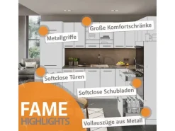 Einbauküchen<Vicco Fame-Line Küchenzeile Goldkraft Eiche/Anthrazit 200 cm AP Anthrazit ohne E-Geräte
