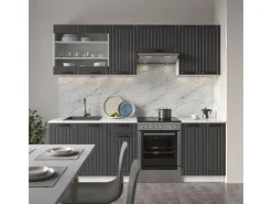 Einbauküchen<Vicco Fame-Line Küchenzeile Anthrazit Landhaus/Weiß 240 cm ohne Arbeitsplatte ohne E-Geräte