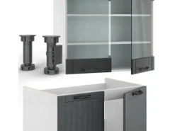 Einbauküchen<Vicco Fame-Line Küchenzeile Anthrazit Landhaus/Weiß 240 cm ohne Arbeitsplatte ohne E-Geräte
