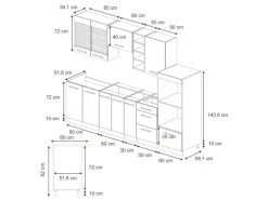 Vicco Fame-Line Küchenzeile Hochglanz/Anthrazit 280 cm ohne Arbeitsplatte ohne E-Geräte< Einbauküchen