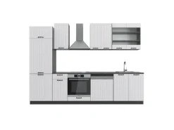 Vicco Fame-Line Küchenzeile Weiß Landhaus/Anthrazit 300 cm ohne Arbeitsplatte ohne E-Geräte< Einbauküchen