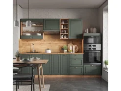Vicco Fame-Line Küchenzeile -Gold Landhaus/Goldkraft Eiche 280 cm AP Marmor ohne E-Geräte< Einbauküchen