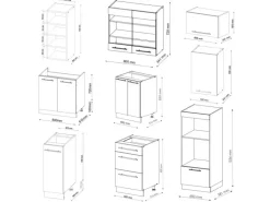 Vicco Fame-Line Küchenzeile -Gold Landhaus/Goldkraft Eiche 280 cm AP Marmor ohne E-Geräte< Einbauküchen