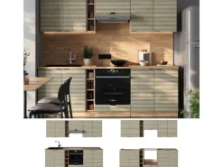Vicco Fame-Line Küchenzeile Eiche Paneel/Goldkraft Eiche 235 cm AP Eiche ohne E-Geräte< Zubehör Für Küchenarmatur|Einbauküchen