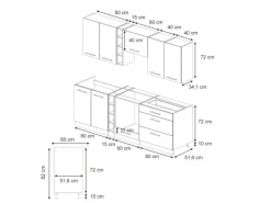 Vicco Fame-Line Küchenzeile Eiche Paneel/Goldkraft Eiche 235 cm AP Eiche ohne E-Geräte< Zubehör Für Küchenarmatur|Einbauküchen