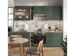 Clearance Vicco Fame-Line Küchenzeile -Gold Landhaus/Goldkraft Eiche 235 cm AP Marmor ohne E-Geräte Grün