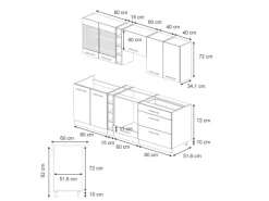 Vicco Fame-Line Küchenzeile Hochglanz/Goldkraft Eiche 235 cm ohne Arbeitsplatte ohne E-Geräte Dunkelblau