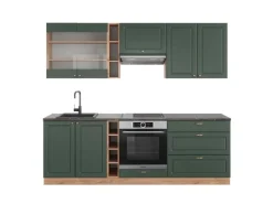 Vicco Fame-Line Küchenzeile -Gold Landhaus/Goldkraft Eiche 235 cm AP Anthrazit ohne E-Geräte< Einbauküchen