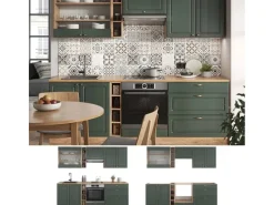 Einbauküchen<Vicco Fame-Line Küchenzeile -Gold Landhaus/Goldkraft Eiche 235 cm ohne Arbeitsplatte ohne E-Geräte