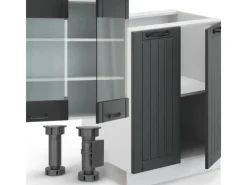 Einbauküchen<Vicco Fame-Line Küchenzeile Anthrazit Landhaus/Weiß 300 cm mit Hochschrankohne Arbeitsplatte ohne E-Geräte