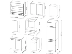 Einbauküchen<Vicco Fame-Line Küchenzeile /Anthrazit 300 cm ohne Arbeitsplatte ohne E-Geräte