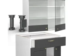 Kochfelder|Einbauküchen<Vicco Fame-Line Küchenzeile /Weiß 235 cm AP Anthrazit ohne E-Geräte