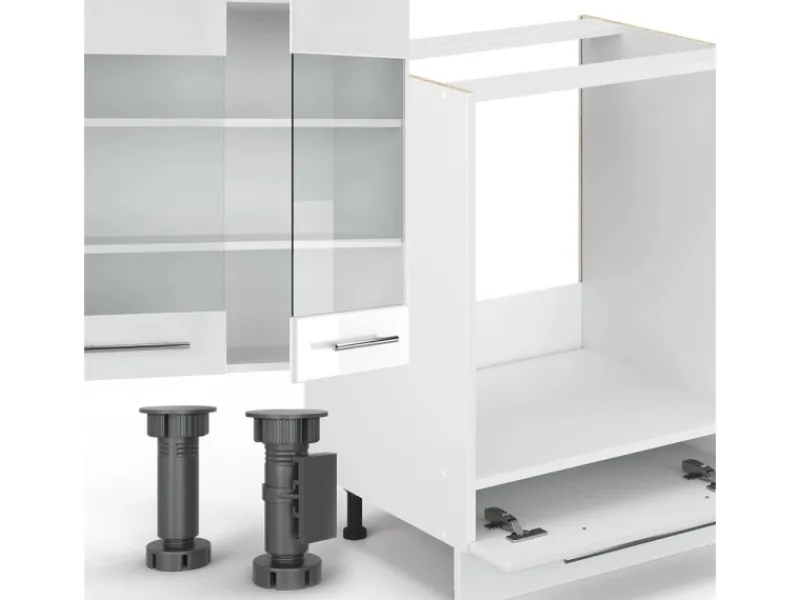 Einbauküchen<Vicco Fame-Line Küchenzeile Hochglanz/ 300 cm AP Eiche ohne E-Geräte