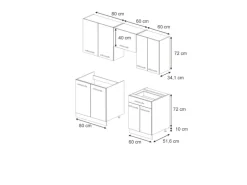 Vicco Fame-Line Küchenzeile Eiche Paneel/Goldkraft Eiche 200 cm ohne Arbeitsplatte ohne E-Geräte< Herde