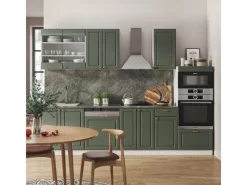 Vicco Fame-Line Küchenzeile -Gold Landhaus/Weiß 300 cm mit HochschrankAP Marmor ohne E-Geräte< Küchenschränke|Einbauküchen
