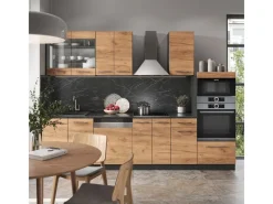 Sale Vicco Fame-Line Küchenzeile Goldkraft Eiche/Anthrazit 300 cm mit HochschrankAP Anthrazit ohne E-Geräte Anthrazit-Eiche