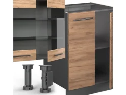 Sale Vicco Fame-Line Küchenzeile Goldkraft Eiche/Anthrazit 300 cm mit HochschrankAP Anthrazit ohne E-Geräte Anthrazit-Eiche