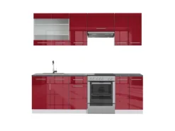 Zubehör Für Küchenarmatur<Vicco Fame-Line Küchenzeile Bordeaux Hochglanz/Weiß 240 cm AP Anthrazit ohne E-Geräte