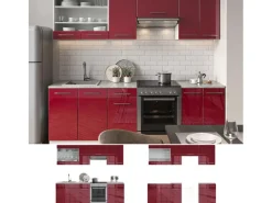 Zubehör Für Küchenarmatur<Vicco Fame-Line Küchenzeile Bordeaux Hochglanz/Weiß 240 cm AP Anthrazit ohne E-Geräte