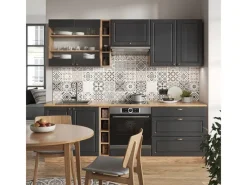 Vicco Fame-Line Küchenzeile Anthrazit Landhaus/Goldkraft Eiche 235 cm AP Marmor ohne E-Geräte< Einbauküchen