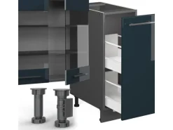 Vicco Fame-Line Küchenzeile Hochglanz/Anthrazit 280 cm AP Eiche ohne E-Geräte< Kochfelder|Kühlschränke