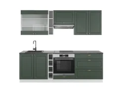 Pantryküchen|Single-Küchen<Vicco Fame-Line Küchenzeile -Gold Landhaus/Weiß 235 cm ohne Arbeitsplatte ohne E-Geräte