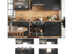Vicco Fame-Line Küchenzeile /Goldkraft Eiche 235 cm ohne Arbeitsplatte ohne E-Geräte< Einbauküchen