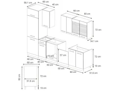 Vicco Fame-Line Küchenzeile Hochglanz/Goldkraft Eiche 300 cm ohne Arbeitsplatte ohne E-Geräte< Einbauküchen