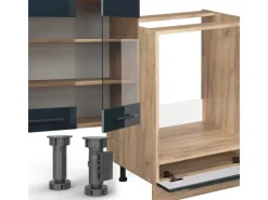 Vicco Fame-Line Küchenzeile Hochglanz/Goldkraft Eiche 300 cm ohne Arbeitsplatte ohne E-Geräte< Einbauküchen