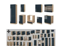 Vicco Fame-Line Küchenzeile Hochglanz/Goldkraft Eiche 300 cm ohne Arbeitsplatte ohne E-Geräte< Einbauküchen