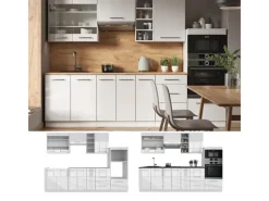 Vicco Fame-Line Küchenzeile Hochglanz/ 280 cm AP Anthrazit ohne E-Geräte< Kochfelder|Kühlschränke