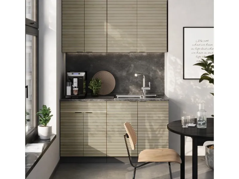 Single-Küchen<Vicco Fame-Line Singleküche Eiche Paneel/Anthrazit 140 cm AP Eiche ohne E-Geräte
