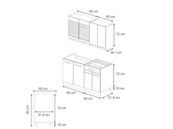 Outlet Vicco Fame-Line Singleküche Hochglanz/Weiß 140 cm ohne Arbeitsplatte ohne E-Geräte Dunkelblau