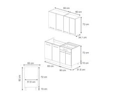Vicco Fame-Line Singleküche Eiche Paneel/Goldkraft Eiche 140 cm AP Eiche ohne E-Geräte< Single-Küchen|Kühlschränke
